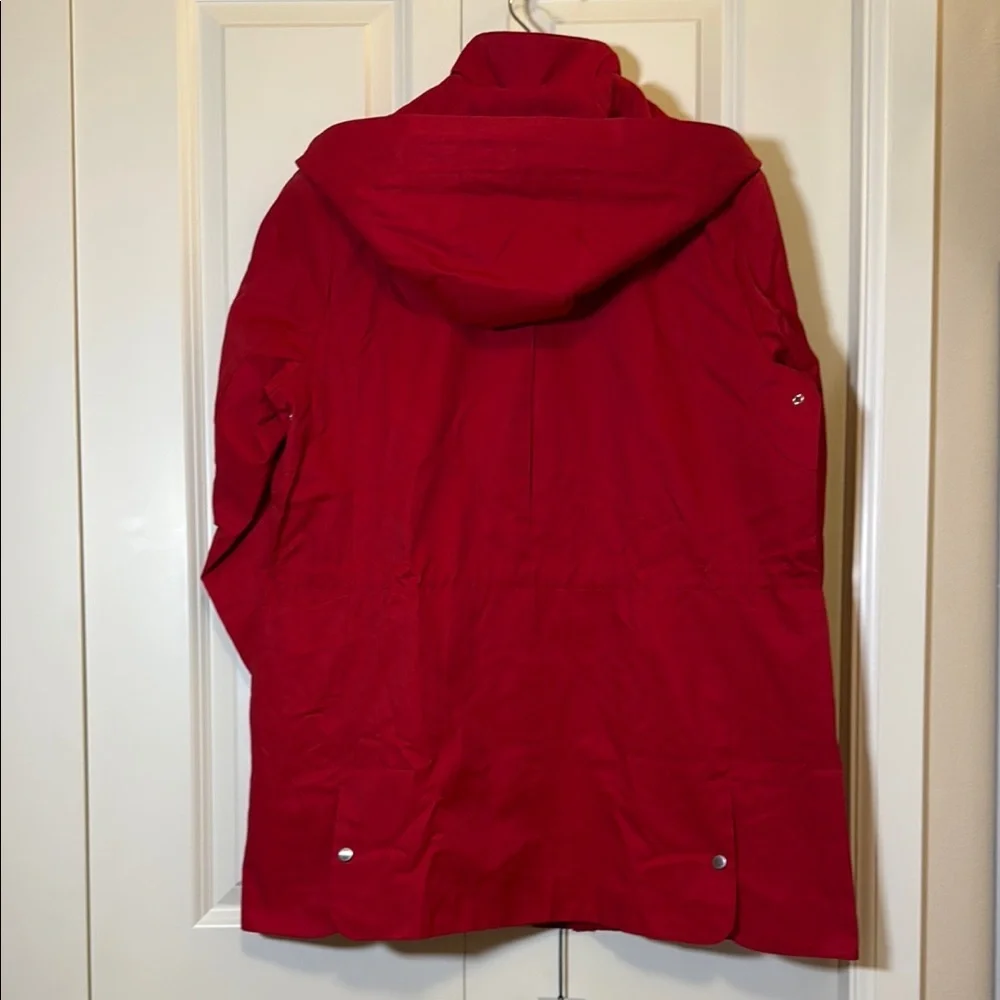 Cole Haan Red Rain Jacket Hip-Length with Removable Hood - Picture 6 of 14